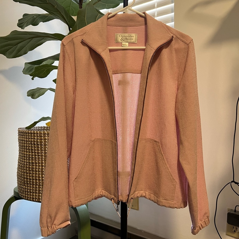 Pink gingham zip-up jacket